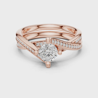 1 Carat Solitaire Lab Grown Diamond Engagement Ring With Twisted Band