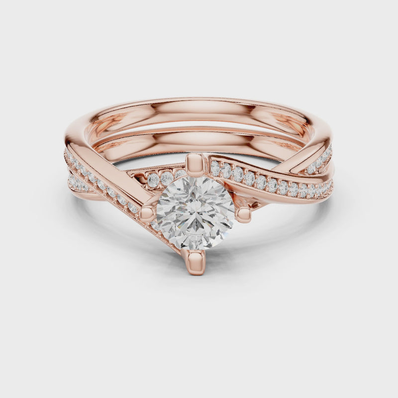 1 Carat Solitaire Lab Grown Diamond Engagement Ring With Twisted Band