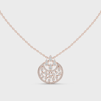Lunar Awakening – Blooming Lab Diamond Crescent Pendant For Women