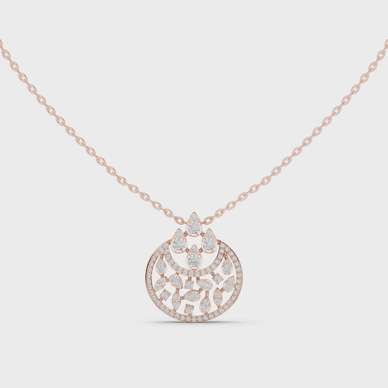 Lunar Awakening – Blooming Lab Diamond Crescent Pendant For Women