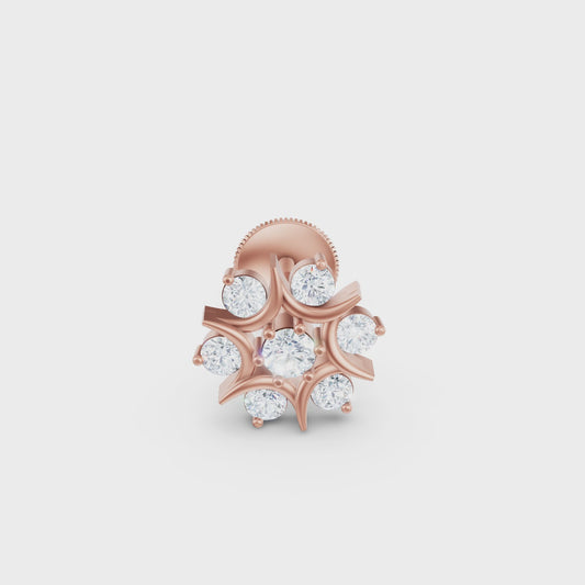 Diamond Nosepin with Floral Starburst 30 Pointer Lab Grown Round Diamonds