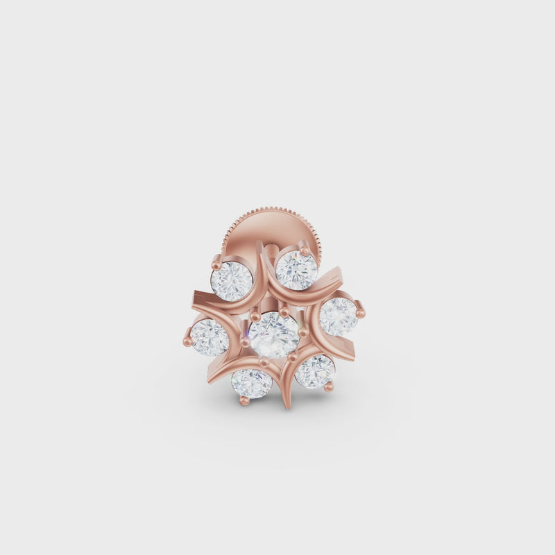 Diamond Nosepin with Floral Starburst 30 Pointer Lab Grown Round Diamonds