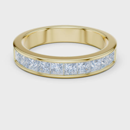 Princess Cut Channel Set Half Eternity Ring in 1 Carat Lab Diamond