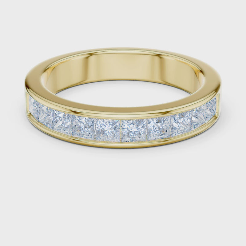 Princess Cut Channel Set Half Eternity Ring in 1 Carat Lab Diamond