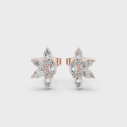 Four Petals Super Sparkling Lab Diamond Earrings