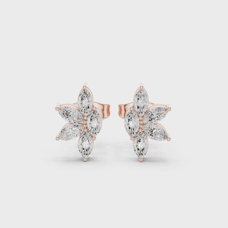 Four Petals Super Sparkling Lab Diamond Earrings