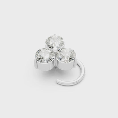 Trinity Three Stone Lab Diamond Twisted Nosepin