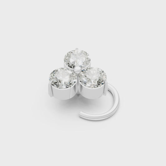 Trinity Three Stone Lab Diamond Twisted Nosepin