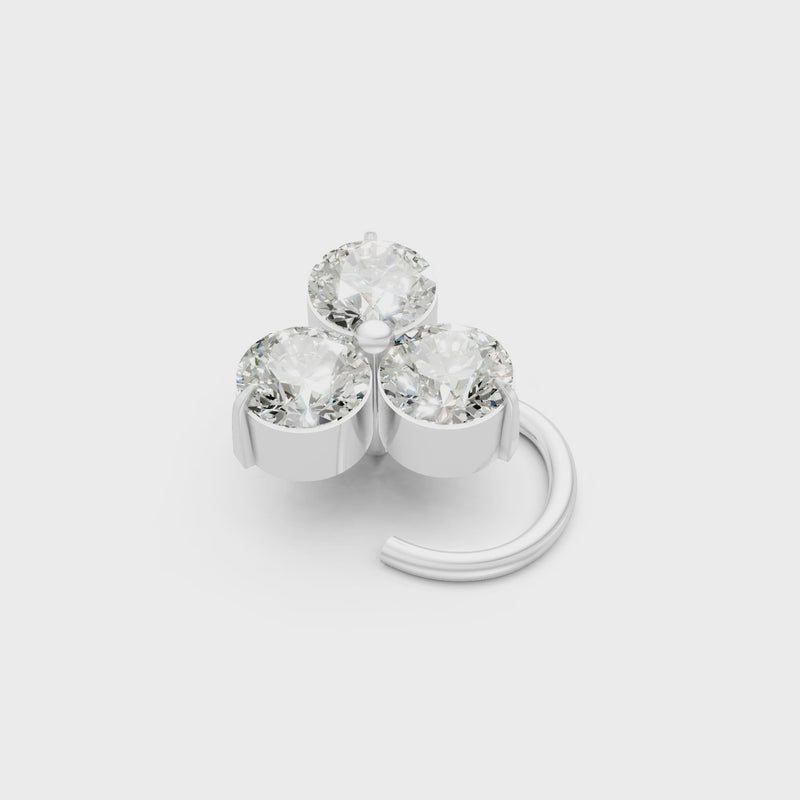 Trinity Three Stone Lab Diamond Twisted Nosepin