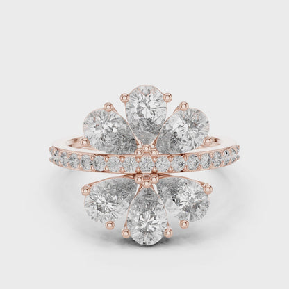Gleaming Large Flower Lab Diamond Ring For Women