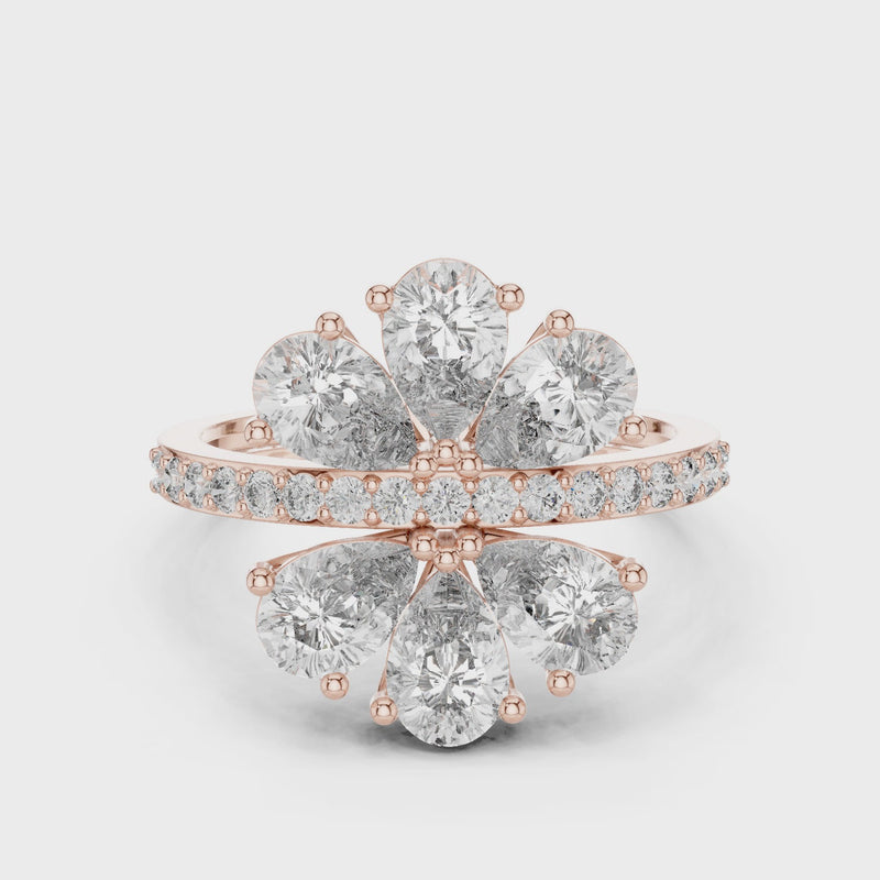 Gleaming Large Flower Lab Diamond Ring For Women