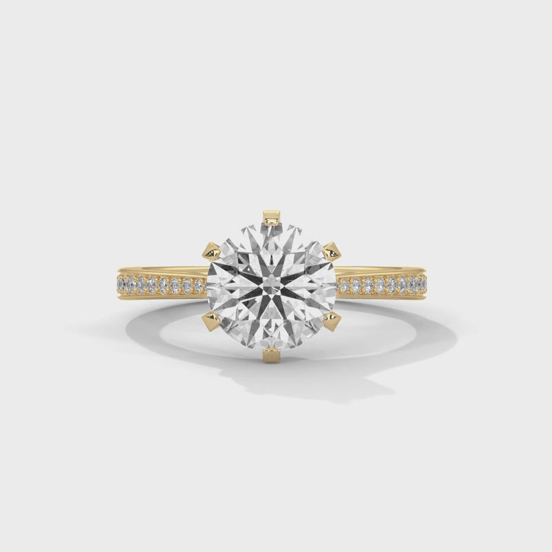 Minimalist Diamond Engagement Ring in 2 Carat Round Lab Diamond