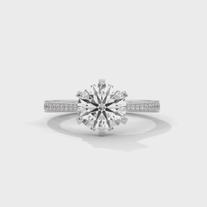 Minimalist Diamond Engagement Ring in 2 Carat Round Lab Diamond