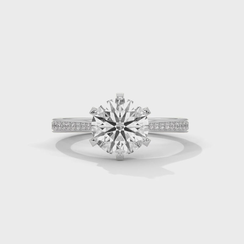 Minimalist Diamond Engagement Ring in 2 Carat Round Lab Diamond