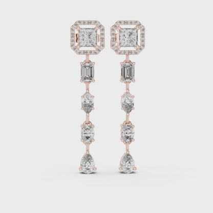Dazzling Drop Lab Diamond Earrings – Modern Geometric Danglers for Women