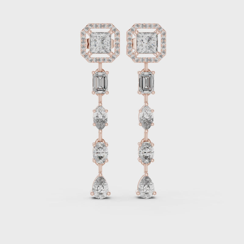 Dazzling Drop Lab Diamond Earrings – Modern Geometric Danglers for Women