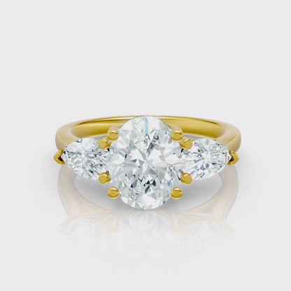 Superbright 3 Stone 2 Carat Oval Lab Grown Diamond Ring