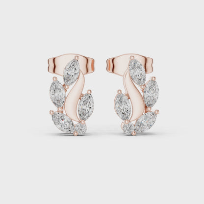 Flame Petal Lab Diamond Stud Earrings