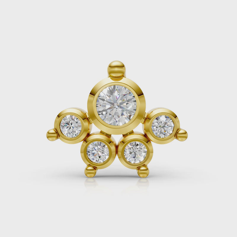 Eternal Bloom 14K Yellow Gold Diamond Cluster Nose Pin