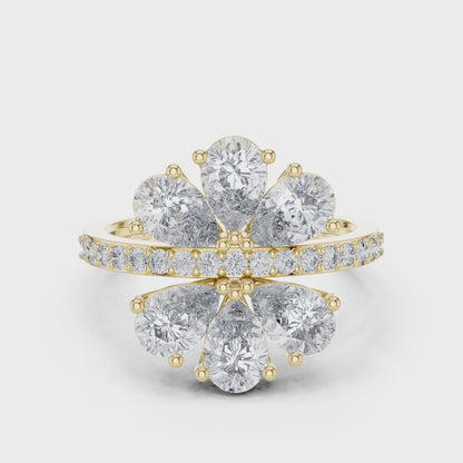 Gleaming Large Flower Lab Diamond Ring For Women