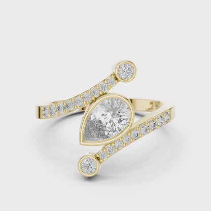 Beautiful Bright Pear Wrap Lab Diamond Ring