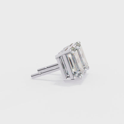 1.2 Carat Emerald Shape Lab Diamonds Stud Earrings For Women