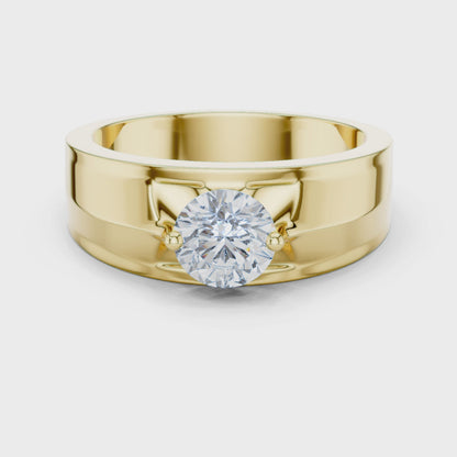 Fearless Spirit - Bold Solitaire Men's Ring with 1 Carat Round Lab Diamond