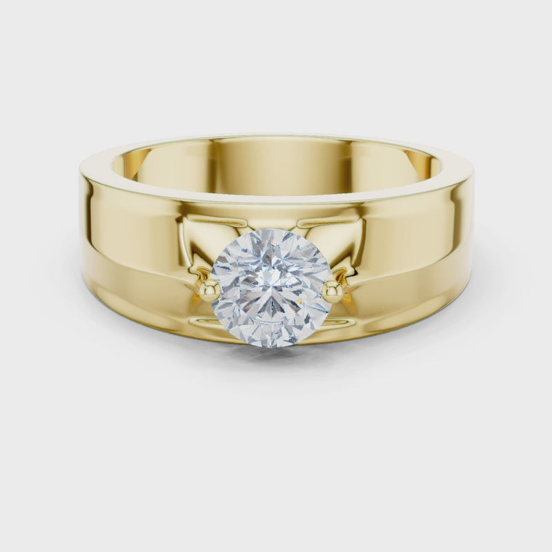 Fearless Spirit - Bold Solitaire Men's Ring with 1 Carat Round Lab Diamond
