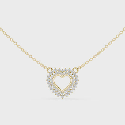 Twinkling Halo Heart Pendant Lab Diamond Necklace