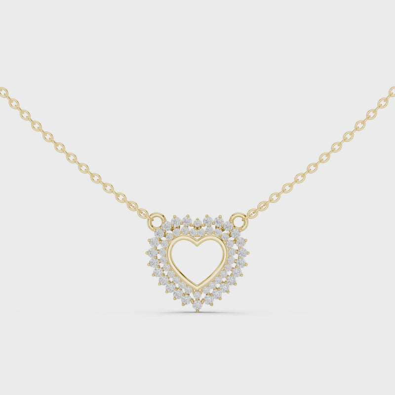Twinkling Halo Heart Pendant Lab Diamond Necklace