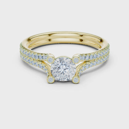Crowned Radiance 1 Carat Round Lab Diamond Split Cathedral Engagement Ring