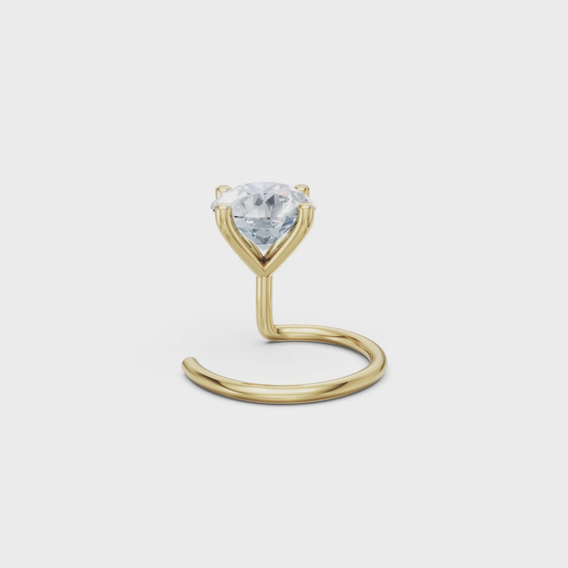 Wired Nosepin With Single Stone 20 Cents Round Lab Diamond