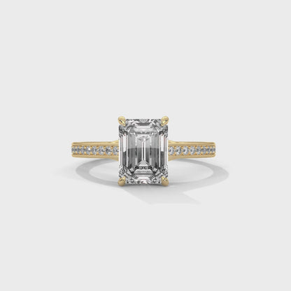 Solitaire Elongated Ring in 1.75 Carat Emerald Lab Diamond