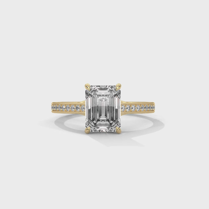 Solitaire Elongated Ring in 1.75 Carat Emerald Lab Diamond