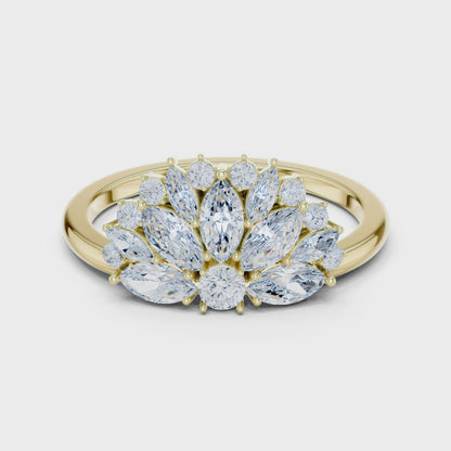 Peacock-inspired Cluster Lab Grown Diamond Anniversary Gifting Ring in 1 Carat
