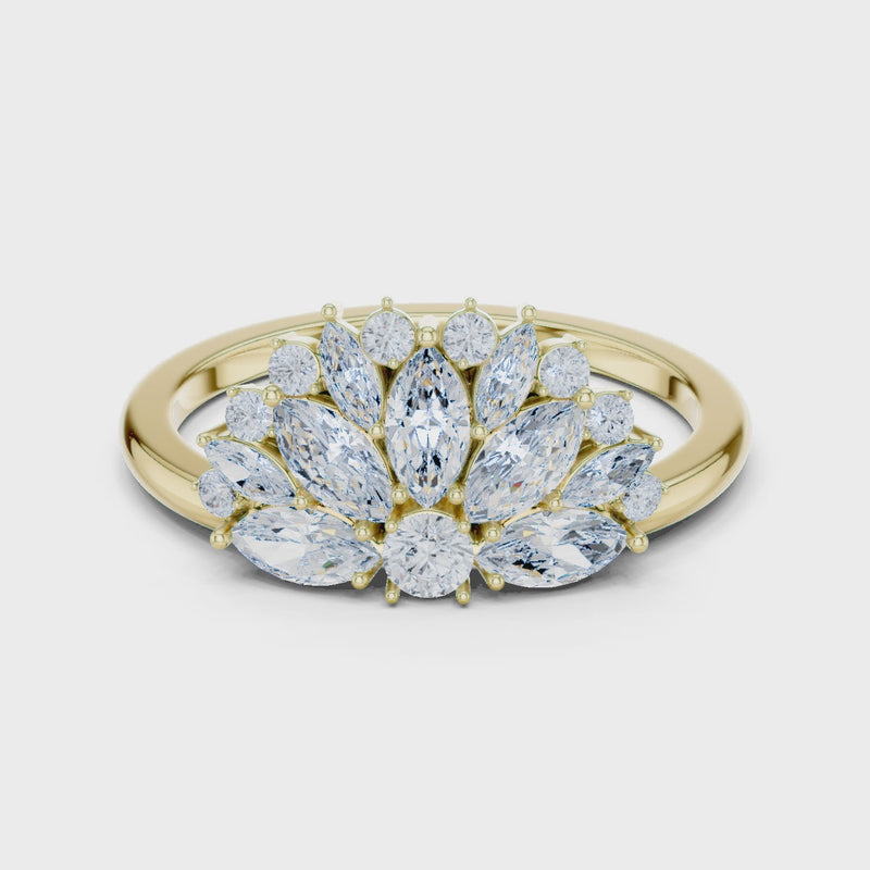 Peacock-inspired Cluster Lab Grown Diamond Anniversary Gifting Ring in 1 Carat