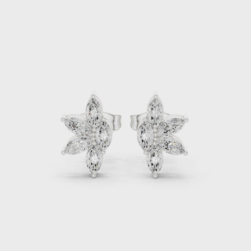 Four Petals Super Sparkling Lab Diamond Earrings