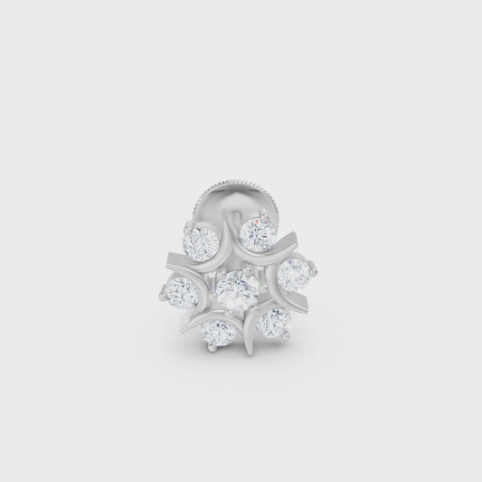 Diamond Nosepin with Floral Starburst 30 Pointer Lab Grown Round Diamonds