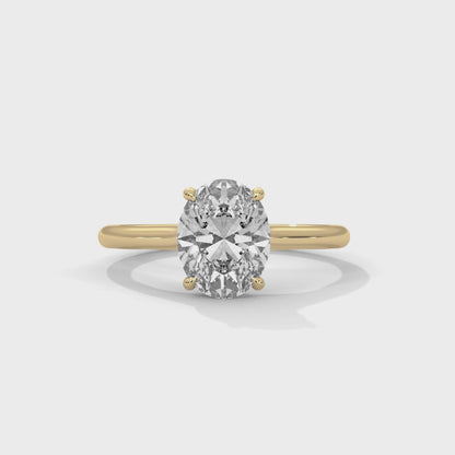 2 Carat Oval Shape Simple Solitaire Ring in Lab Diamond