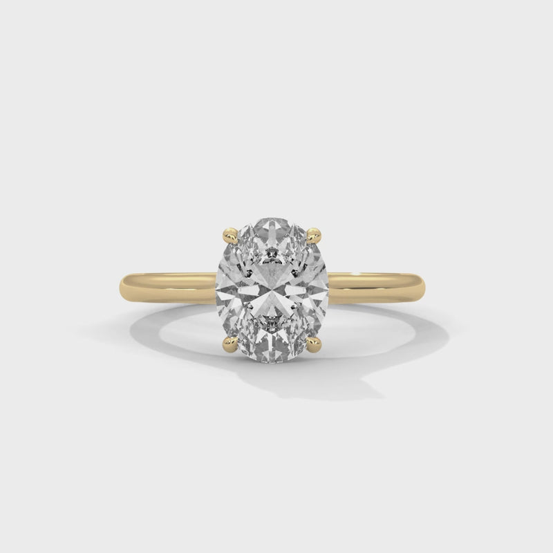 2 Carat Oval Shape Simple Solitaire Ring in Lab Diamond