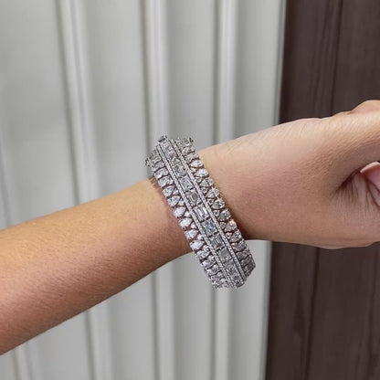 Classic Sparkling Festive Lab Diamond Bangle For Women & Gifting