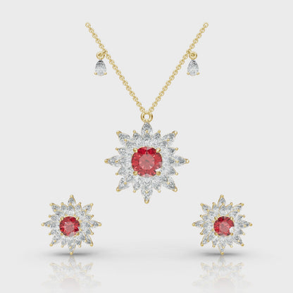 Aura Detachable Lab Diamond Pendant with Matching Studs Set
