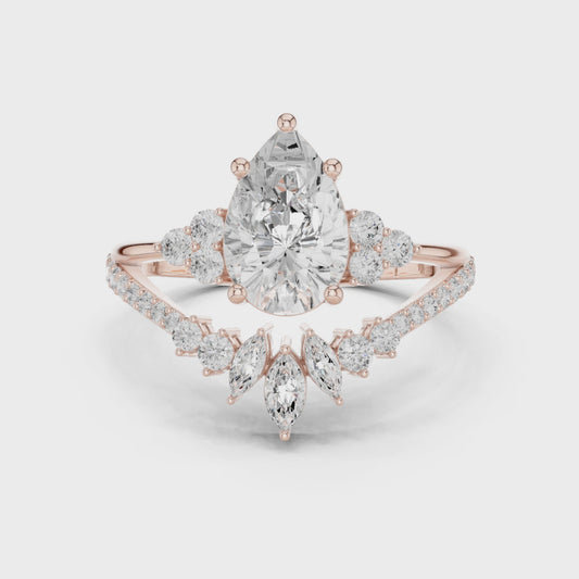 2 Carat Queens Crown Lab Grown Diamond Engagement Ring