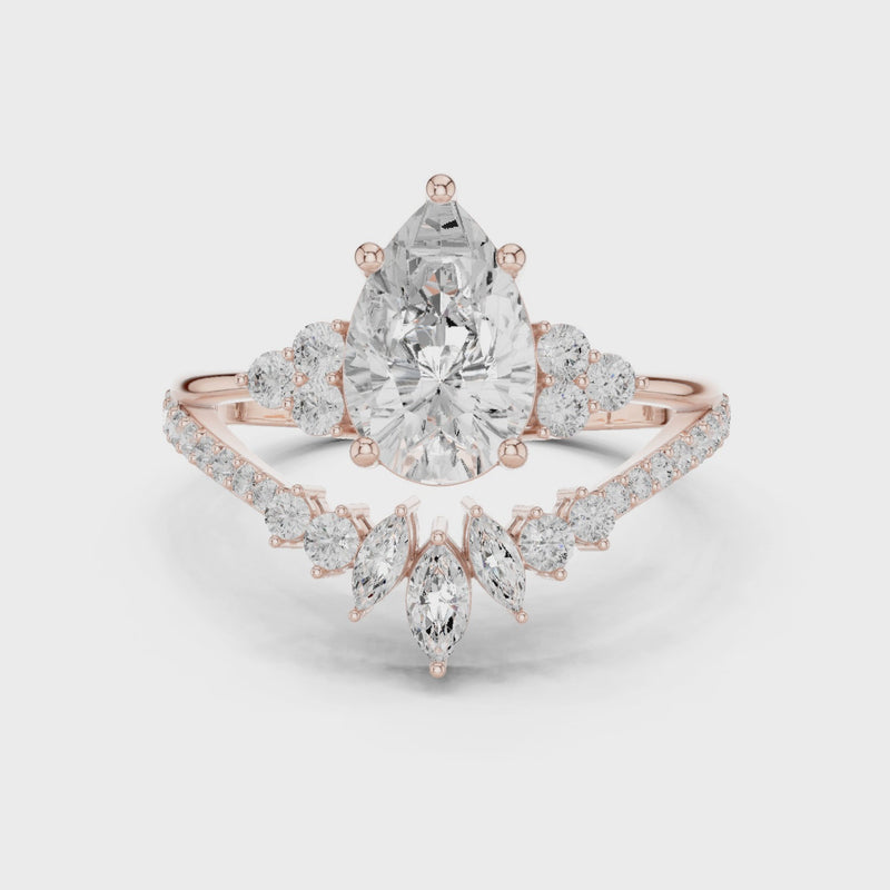 1.5 Carat Marquise-cut Centerpiece Cluster Lab Diamond Ring with Floral-inspired Arrangement