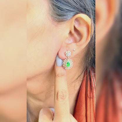 Elegant Captivating Lab Diamond Green Earring For Women