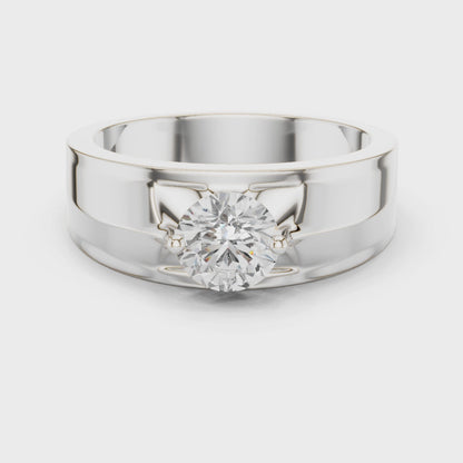 Fearless Spirit - Bold Solitaire Men's Ring with 1 Carat Round Lab Diamond