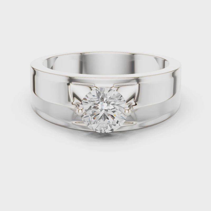 Fearless Spirit - Bold Solitaire Men's Ring with 1 Carat Round Lab Diamond
