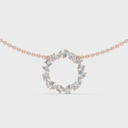 Celestial Circle Necklace with Multi-Shape Lab Grown Diamonds – Luxe Modern Pendant for Women
