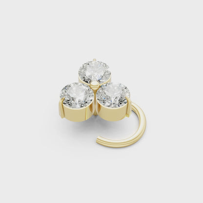 Trinity Three Stone Lab Diamond Twisted Nosepin