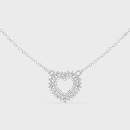 Twinkling Halo Heart Pendant Lab Diamond Necklace